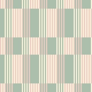 Pastel retro stripes / Small scale / Beige+baby pink+sage