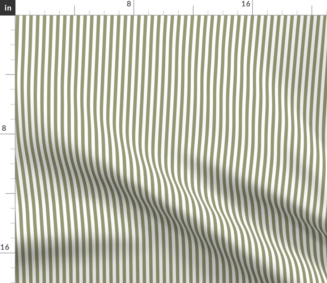 Candy Stripe Olive Green On White