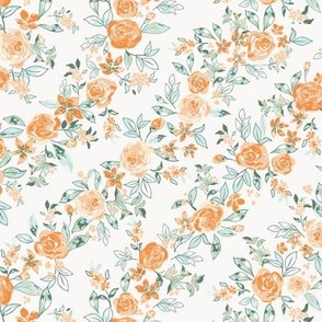 Watercolor Rose Garlands in Cream Orange