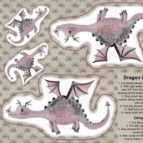 Purple dragon plushie cut and sew fat quarter 