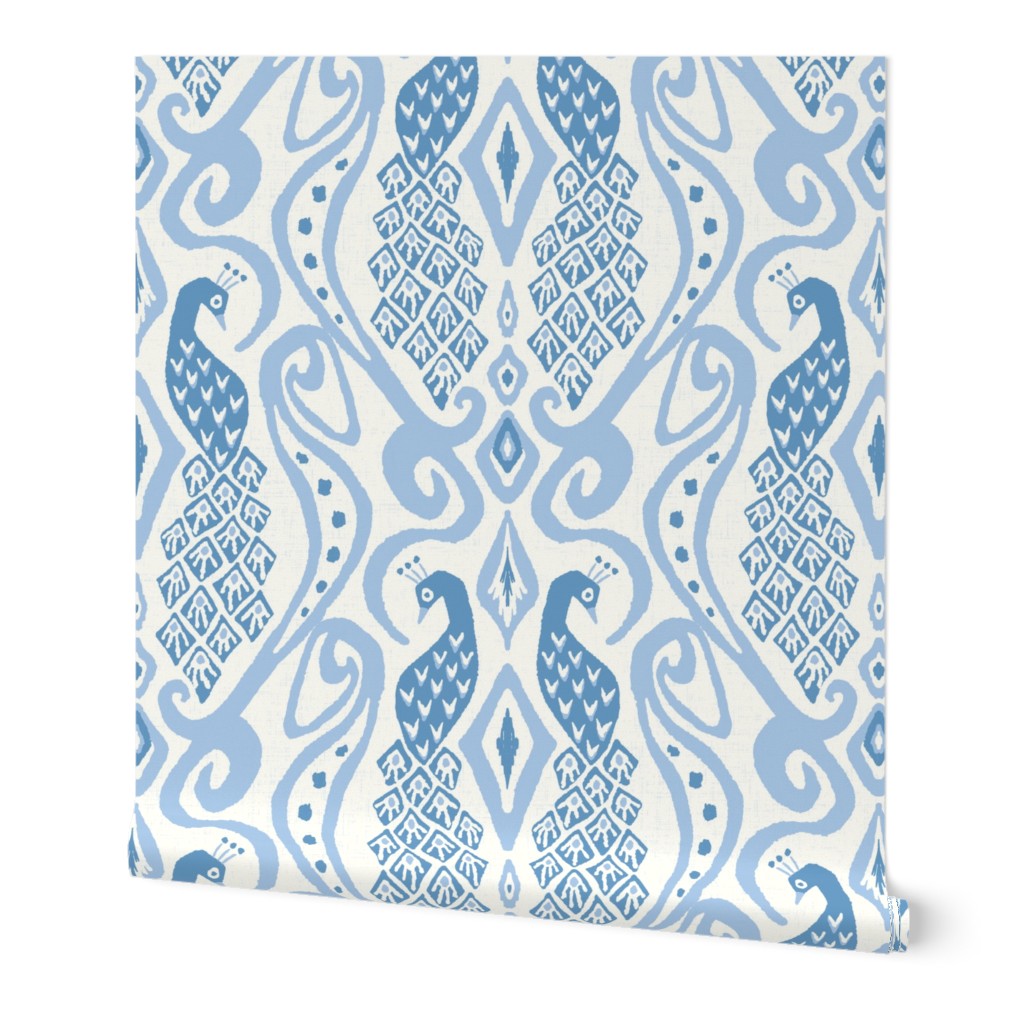 peacock ikat/light blue/large