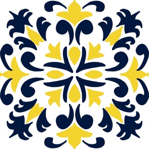 Large Yellow Navy Tiles Travel Inspired Portuguese Spanish Italian Ceramic Tiles