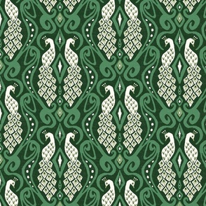 peacock ikat/white on green/medium 