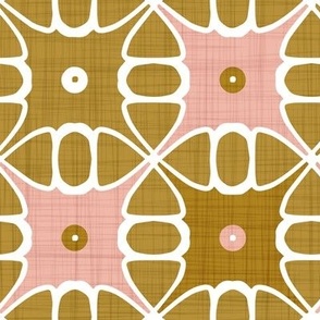 Granada - Mid Century Geometric Goldenrod Yellow Blush Pink Large Scale