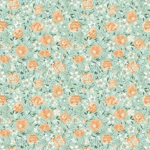 Watercolor Roses in Mint Orange_SMALL