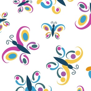 Cute Butterflies For Kids on a Cream Background (XX-Large)