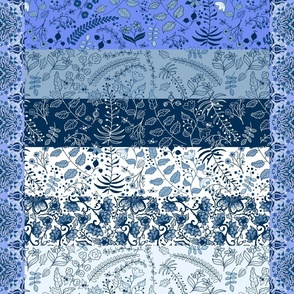 Blue Flowers Quilted Rows 