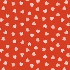 Small // Tossed patterned hearts // Red pink