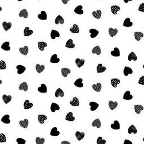 Small // Tossed hearts // Black white