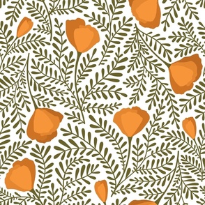 Orange Poppy Fabric, Wallpaper and Home Decor | Spoonflower