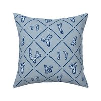 Medium Size Coral Collection Block Print - Cool Blues