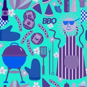 Barbeque / bbq / summer picnic / blue / purple