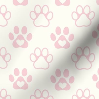 Bigger Scale Paw Prints in Cotton Candy Pink on Natural Ivory