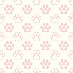 Bigger Scale Paw Prints in Cotton Candy Pink on Natural Ivory