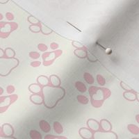 Smaller Scale Paw Prints in Cotton Candy Pink on Natural Ivory
