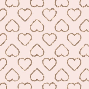 Medium Valentines Hearts Block Print - Pink and Brown