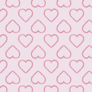 Medium Valentines Hearts Block Print - Two Tone Pink
