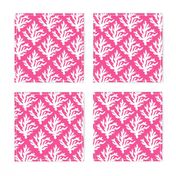 New! Smaller Scale Coral Branch Block Print - Hot Pink Reversed
