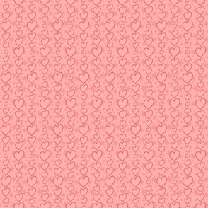 S - Peach Hearts & Stars – Light Pastel Coral Valentines Love Heart Stripe