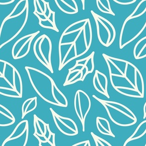 Teal Leaves Outlines (Large)
