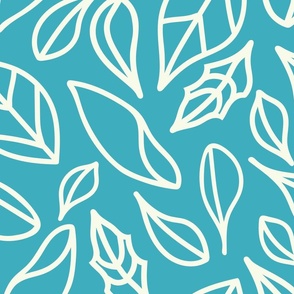 Teal Leaves Outlines (X-Large)