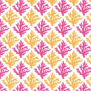 New! Smaller Scale Coral Branch Block Print - Hot Pink & Orange