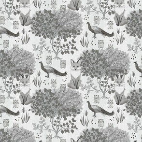 Gray Fox Art Nouveau-gray on white  (small scale)