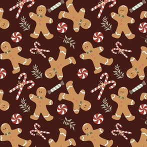 Christmas Time - Gingerbread Man - Maroon