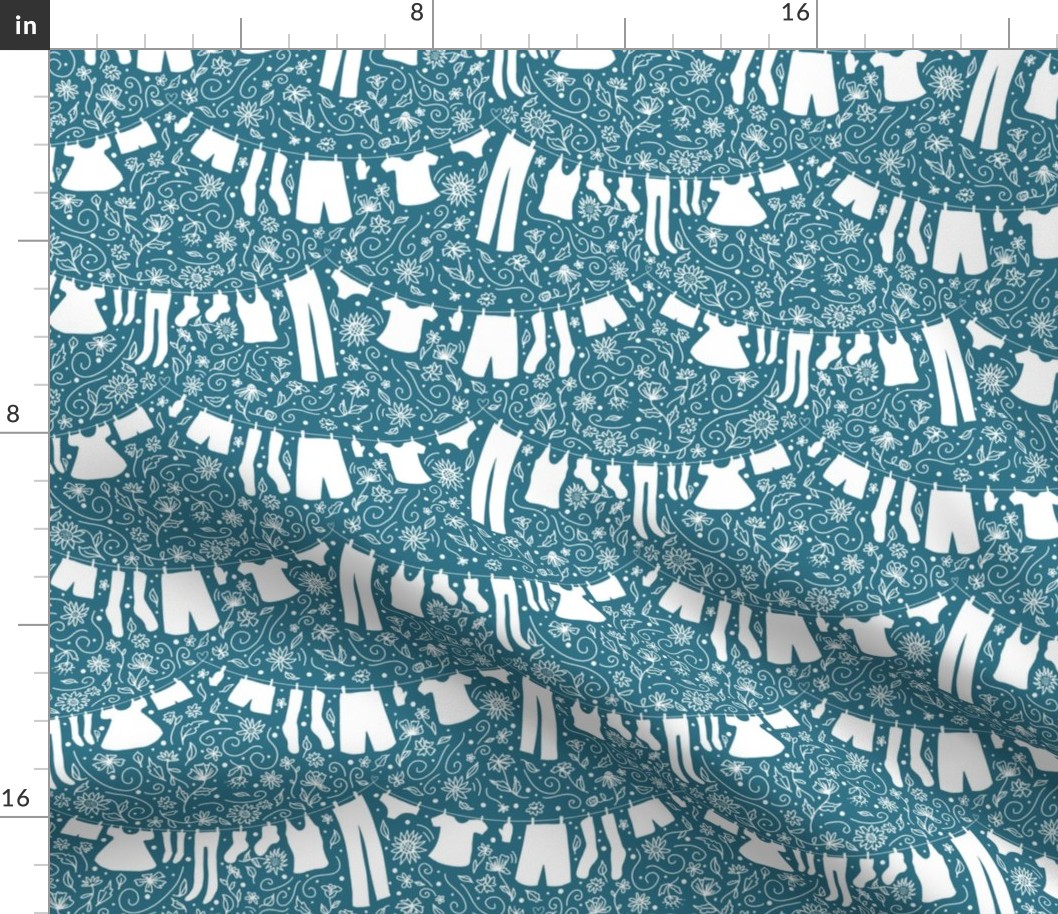 Laundry Day Line Drying, Aegean Teal