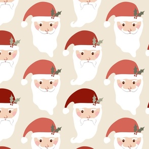 Large Print - Christmas Time - Santa - Beige