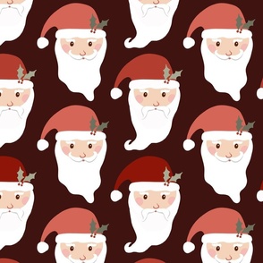 Large Print - Christmas Time - Santa - Maroon
