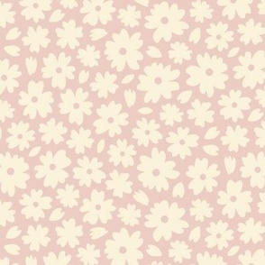 Ditsy flowers / Large scale / Baby pink+beige