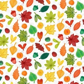 Autumn Leaves - SMALL  - Watercolor Fall Multicolor White