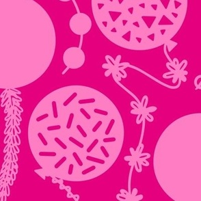L - Pink Party Balloons – Magenta Confetti Birthday Celebration