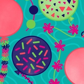 L - Aqua Party Balloons – Multicolor Teal Sea Green Confetti Birthday Celebration