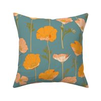 California Poppies Teal Large