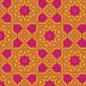 Gold And PinkFlower Tiles Medium