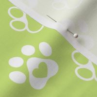 Bigger Scale Paw Prints White on Honeydew