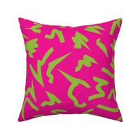 Retro Lime Green Abstract Splat on Hot Pink