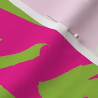 Retro Lime Green Abstract Splat on Hot Pink