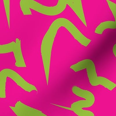 Retro Lime Green Abstract Splat on Hot Pink