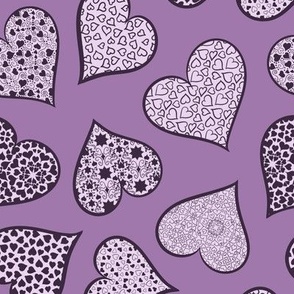 Purple and White Textured Hearts