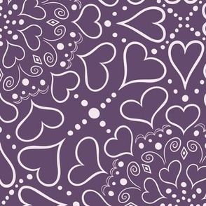 Purple and White Valentines Day Heart Pattern
