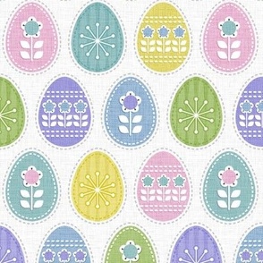 Retro Floral Easter Eggs - Pastel Medium Scale
