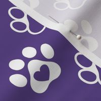 Bigger Scale Paw Prints White on Grape Purple