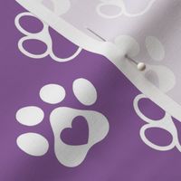 Bigger Scale Paw Prints White on Orchid Purple