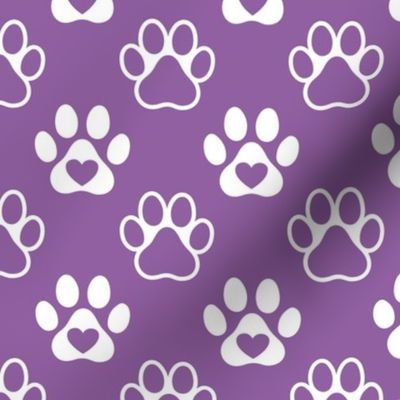 Bigger Scale Paw Prints White on Orchid Purple