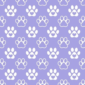 Bigger Scale Paw Prints White on Lilac