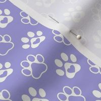 Smaller Scale Paw Prints White on Lilac