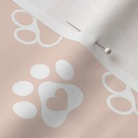 Bigger Scale Paw Prints White on Blush